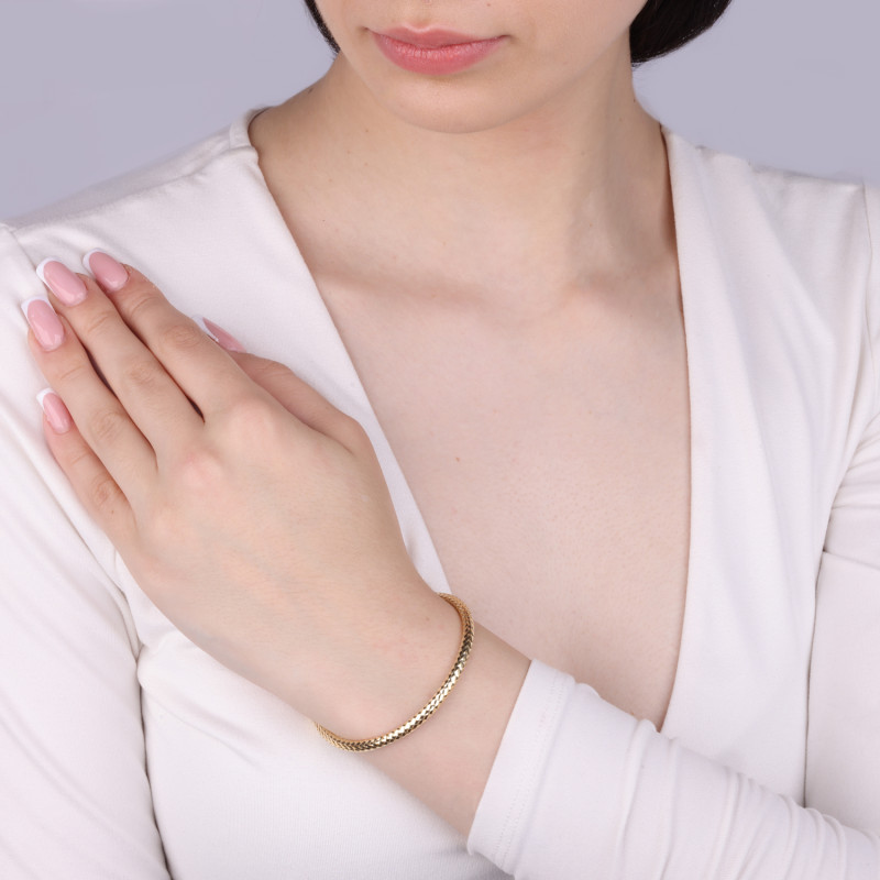 Bransoleta pozłacana półsztywna splot snake wypukły PW489 GOLD próba 925