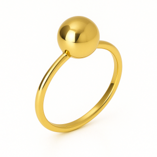 Pierścionek złoty z gładką kulką próba 585