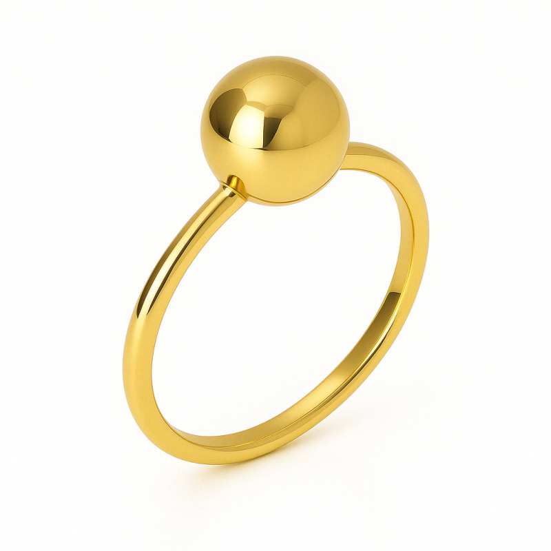 Pierścionek złoty z gładką kulką próba 585