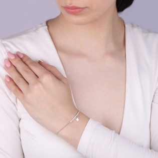 Bransoleta srebrna z cyrkoniami i koniczynką