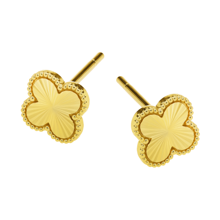 Złote Kolczyki Koniczynki z Grawerem pr. 585 - JubilerSezam.pl