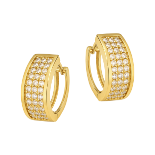 Kolczyki złote kółka z białymi cyrkoniami próba 585