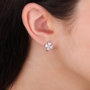 Kolczyki srebrne koniczynka z cyrkoniami