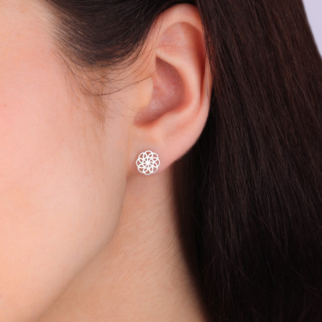 Kolczyki srebrne ażurowy kwiat