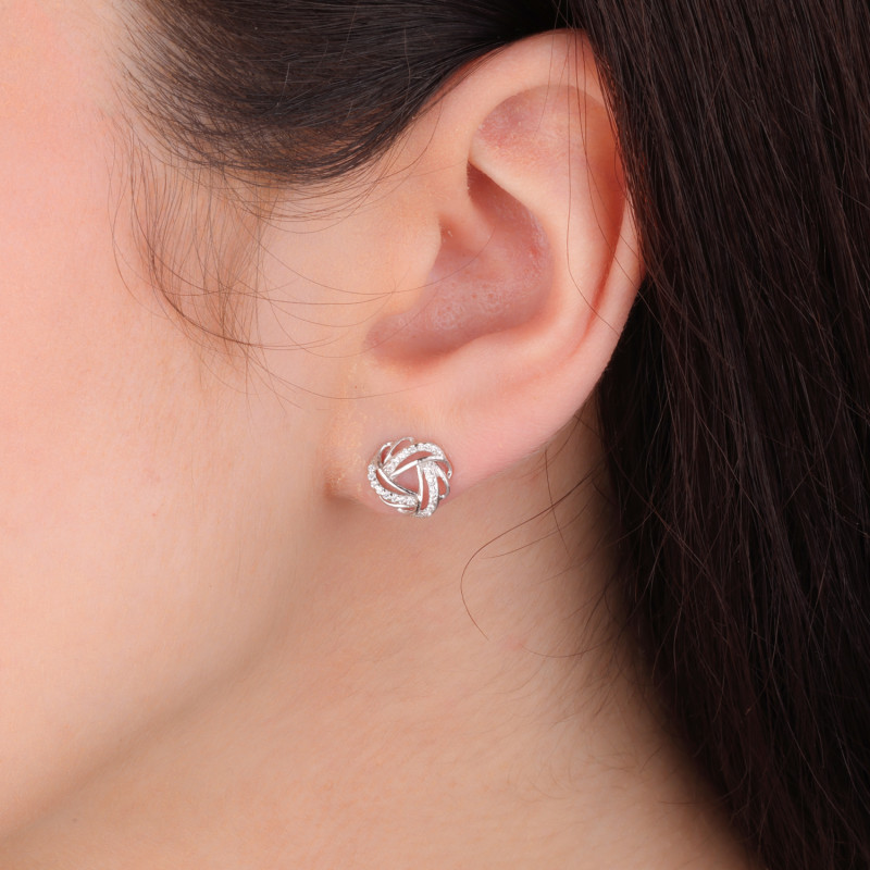 Srebrne kolczyki ażurowe z cyrkoniami - JubilerSezam.pl