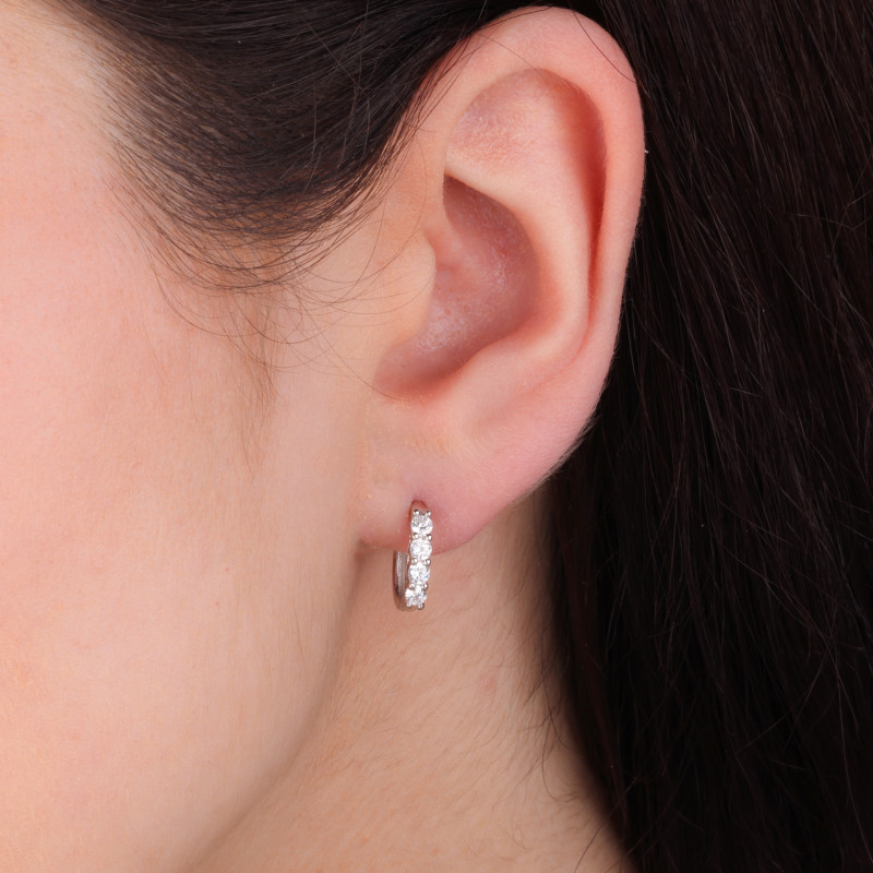 Kolczyki srebrne przecinki z cyrkoniami