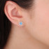 Kolczyki srebrne koło z niebieskim opalem i cyrkoniami