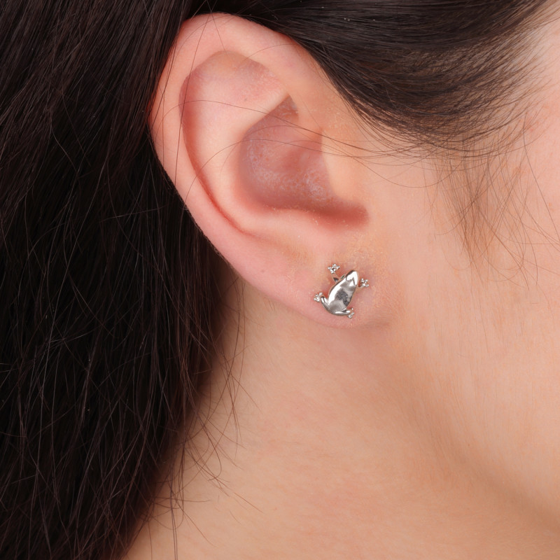 Kolczyki srebrne żaba