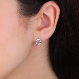 Srebrne kolczyki koła z sercami i cyrkoniami - JubilerSezam.pl