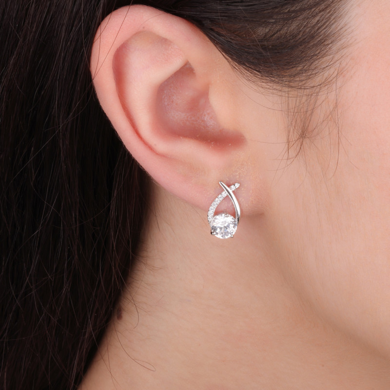 Kolczyki srebrne z cyrkonią i pałkami