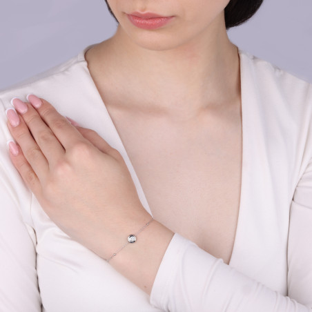 Bransoleta srebrna z cyrkonią i kulkami