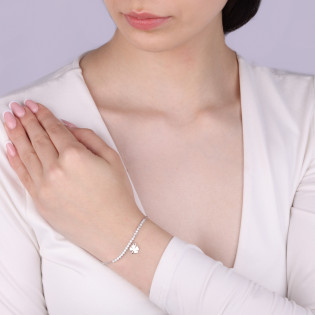 Srebrna bransoletka z koniczynką i cyrkoniami - JubilerSezam.pl