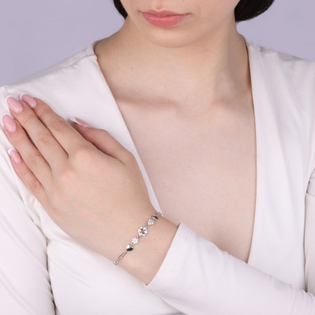 Bransoleta srebrna z gwiazdką i sercami z cyrkoniami