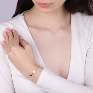 Bransoleta srebrna z sercami i cyrkonią