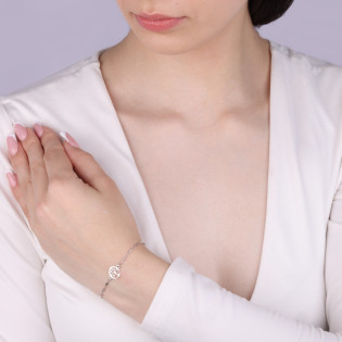 Bransoleta srebrna z drzewkiem w kółku