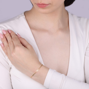 Bransoleta srebrna pozłacana infinity i rurki