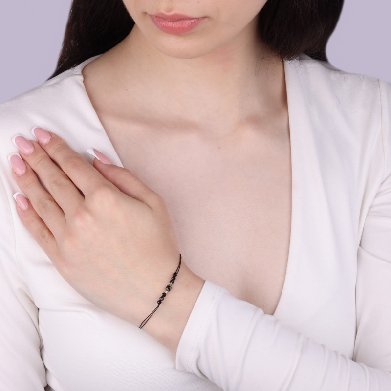 Bransoleta złota z grawerowanymi kulkami ze spinelu, złoto próby 585