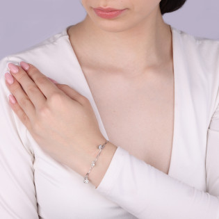 Bransoleta srebrna z kwiatkami i cyrkoniami