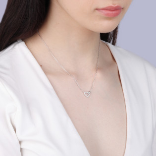 Naszyjnik srebrny serce z cyrkoniami