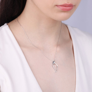 Naszyjnik srebrny skrzydło z cyrkoniami