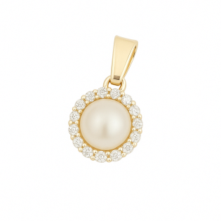 Zawieszka złota z białą perłą