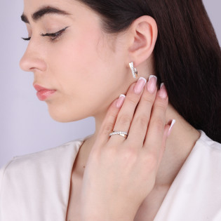 Kolczyki srebrne X z cyrkoniami i złotą blaszką