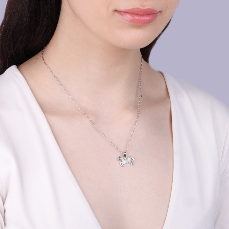 Zawieszka srebrna koń z cyrkoniami