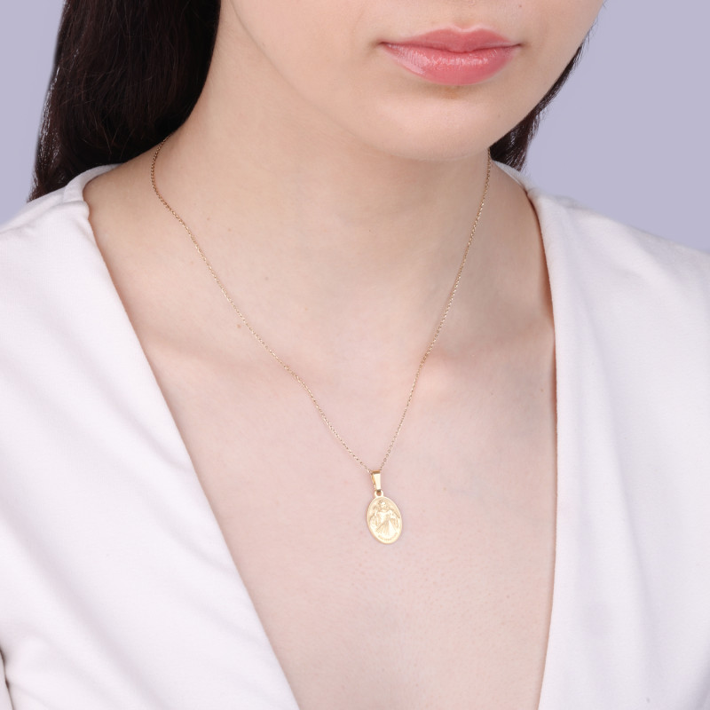 Medalik pozłacany Jezu Ufam Tobie w owalu