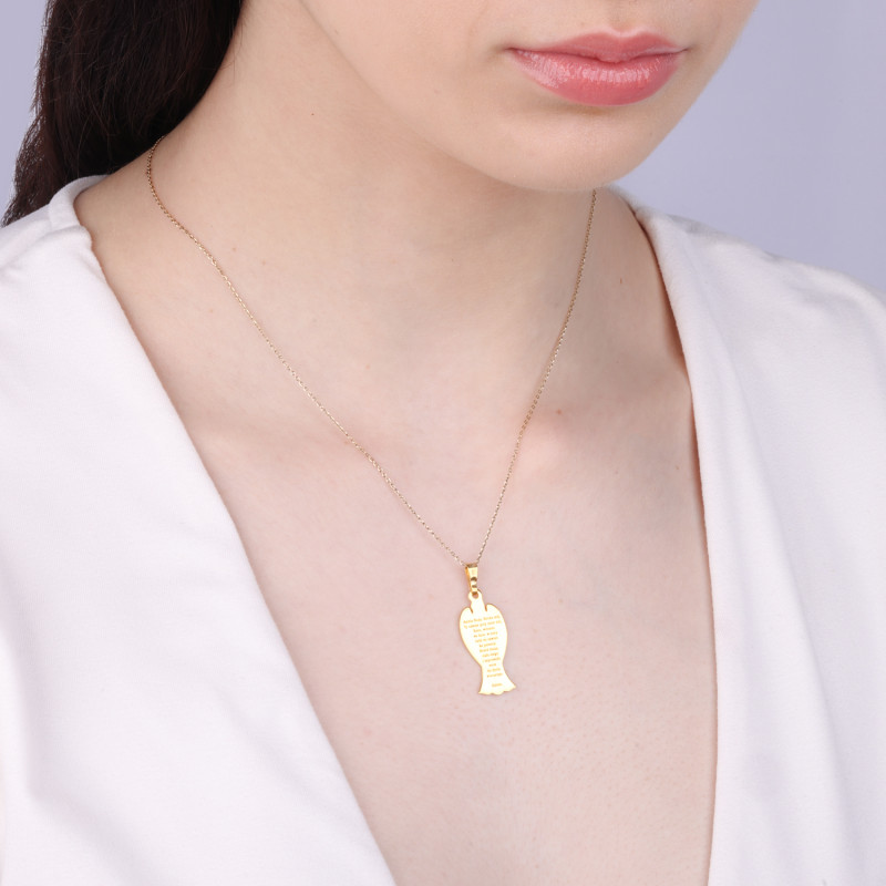 Medalik pozłacany Anioł z modlitwą