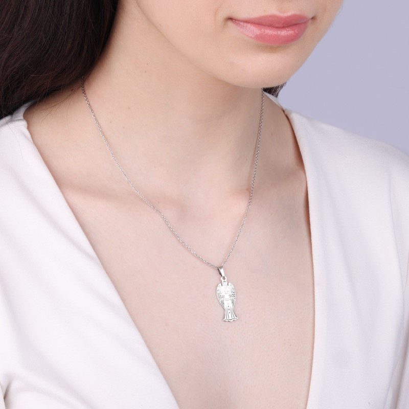 Medalik srebrny Anioł Opiekun z modlitwą