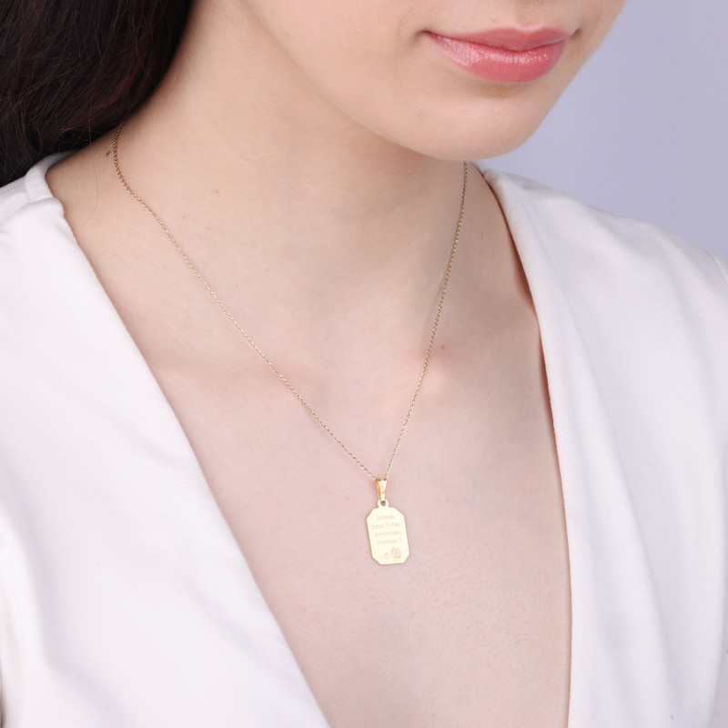 Medalik srebrny pozłacany Częstochowska w prostokącie