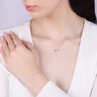 Naszyjnik srebrny serce z cyrkonią