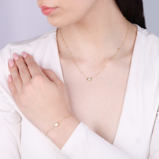 Bransoleta pozłacana z cyrkonią w sercu