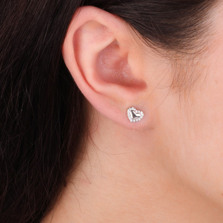 Kolczyki srebrne serce z cyrkoniami