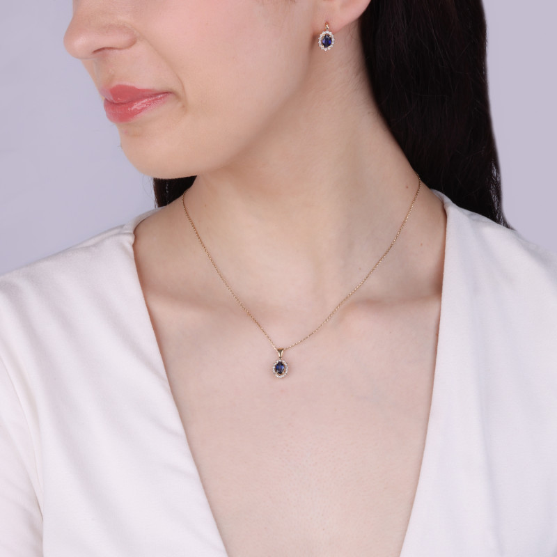 Zawieszka złota z szafirem i diamentami