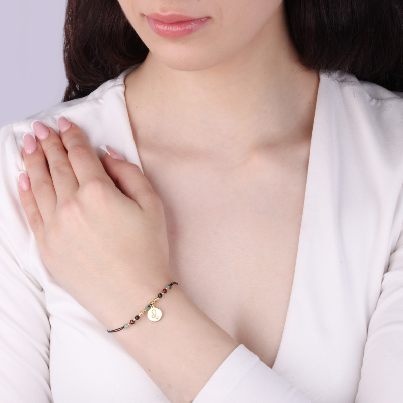 Bransoleta znak zodiaku Lew z kamieniami naturalnymi