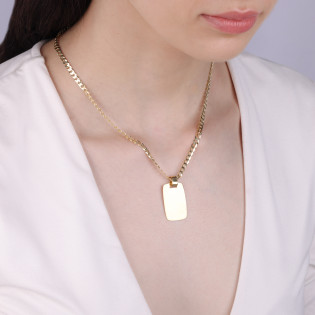 Zawieszka pozłacana prostokątna zaokrąglona blaszka