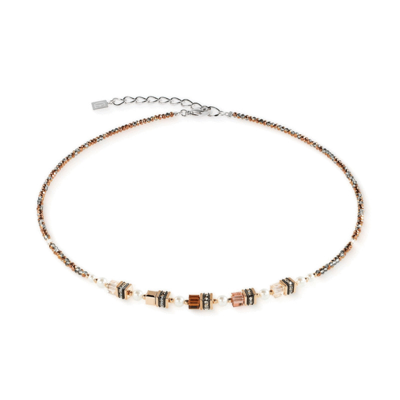 Naszyjnik Coeur de Lion 1100 Mocha Mousse Stal z perłami