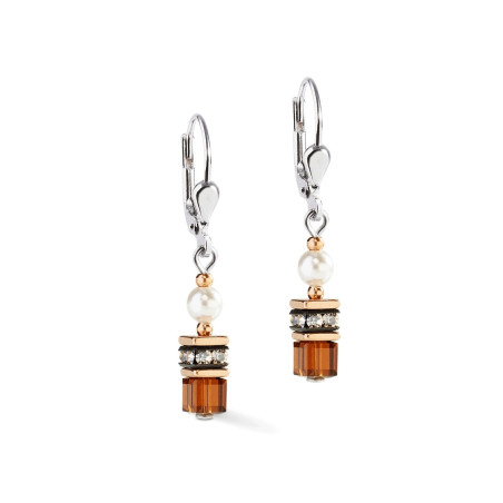 Kolczyki Coeur de Lion 1100 Mocha Mousse Stal z perłami