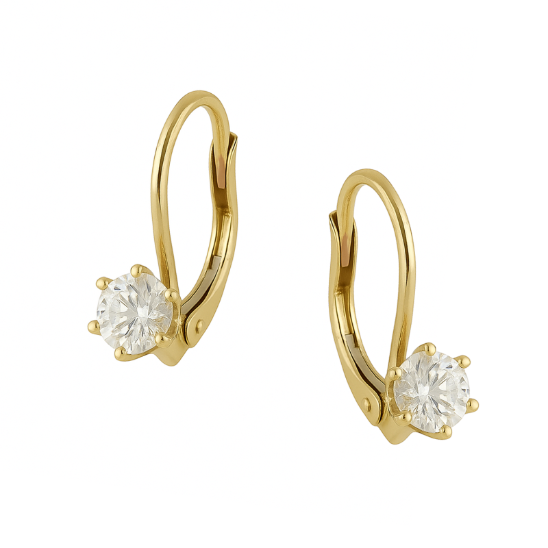 Kolczyki złote z białą cyrkonią próba 585