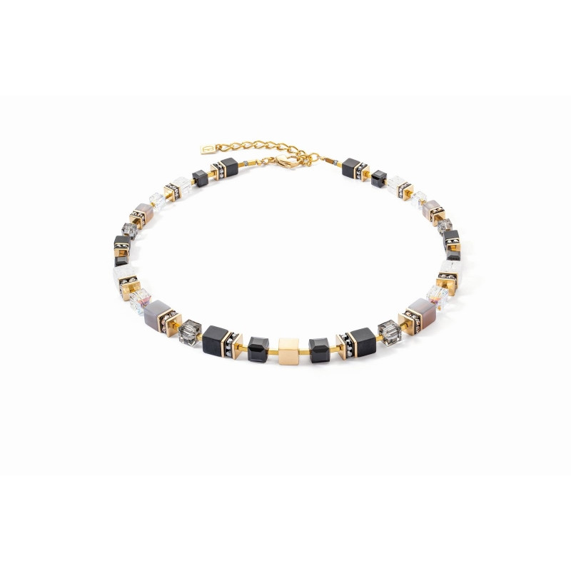 Naszyjnik Coeur de Lion 1316 Black-Gold Stal pozłacana z kryształami