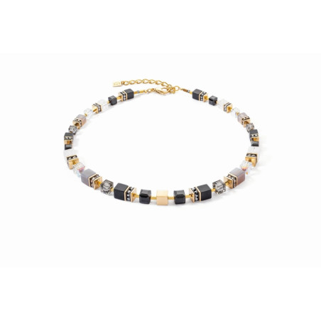 Naszyjnik Coeur de Lion 1316 Black-Gold Stal pozłacana z kryształami