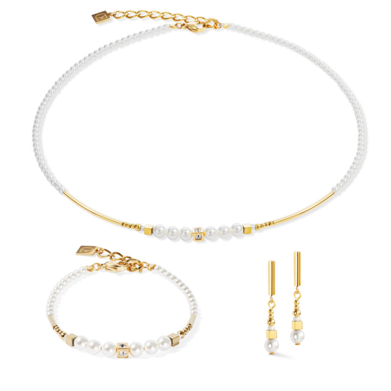 Bransoleta Coeur de Lion 1416 Pearl-Gold Stal pozłacana z perłami