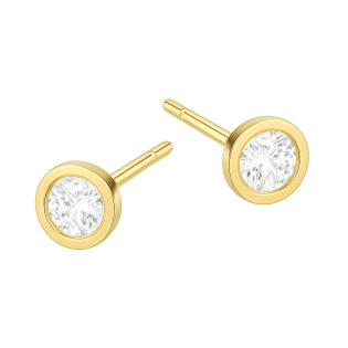 Kolczyki złote cyrkonia 4 mm w okrągłej oprawie/sztyft OS 96-0819-4 próba 585