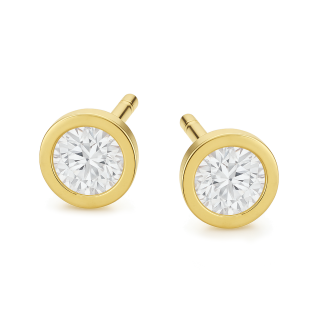 Kolczyki złote biała cyrkonia w okrągłej oprawie 5 mm/sztyft OS 96-0819-5 próba 585