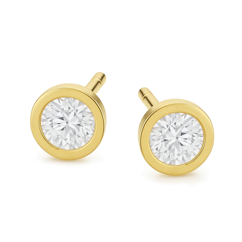 Kolczyki złote biała cyrkonia w okrągłej oprawie 5 mm/sztyft OS 96-0819-5 próba 585