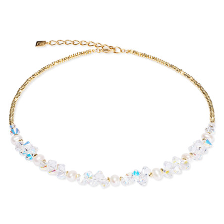 Naszyjnik Coeur de Lion 1816 Crystal-Gold Stal pozłacana z perłami i kryształami