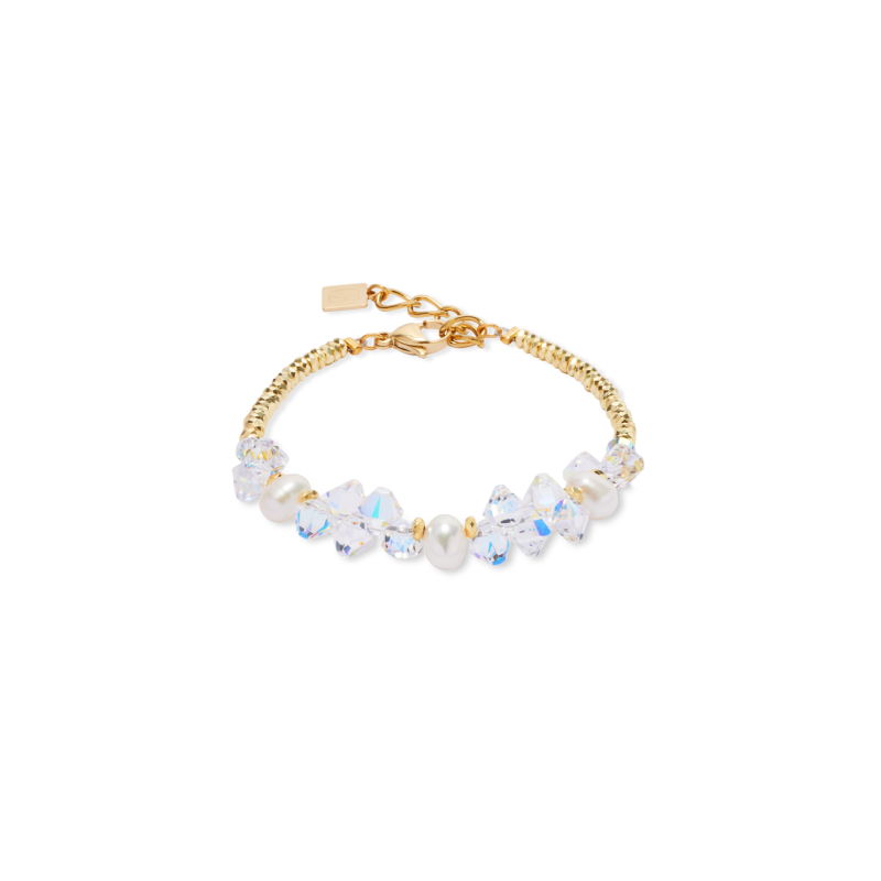 Bransoleta Coeur de Lion 1816 Crystal-Gold Stal pozłacana z perłą i kryształami