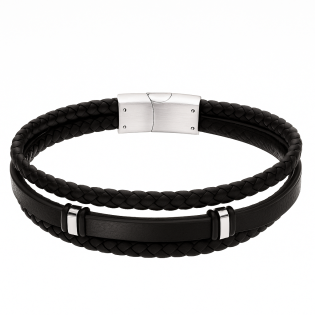 Bransoleta męska potrójna z czarną blaszką
