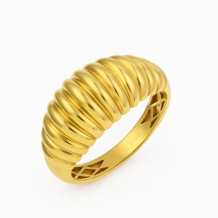 Pierścionek złoty viralowy kopułka z paskami